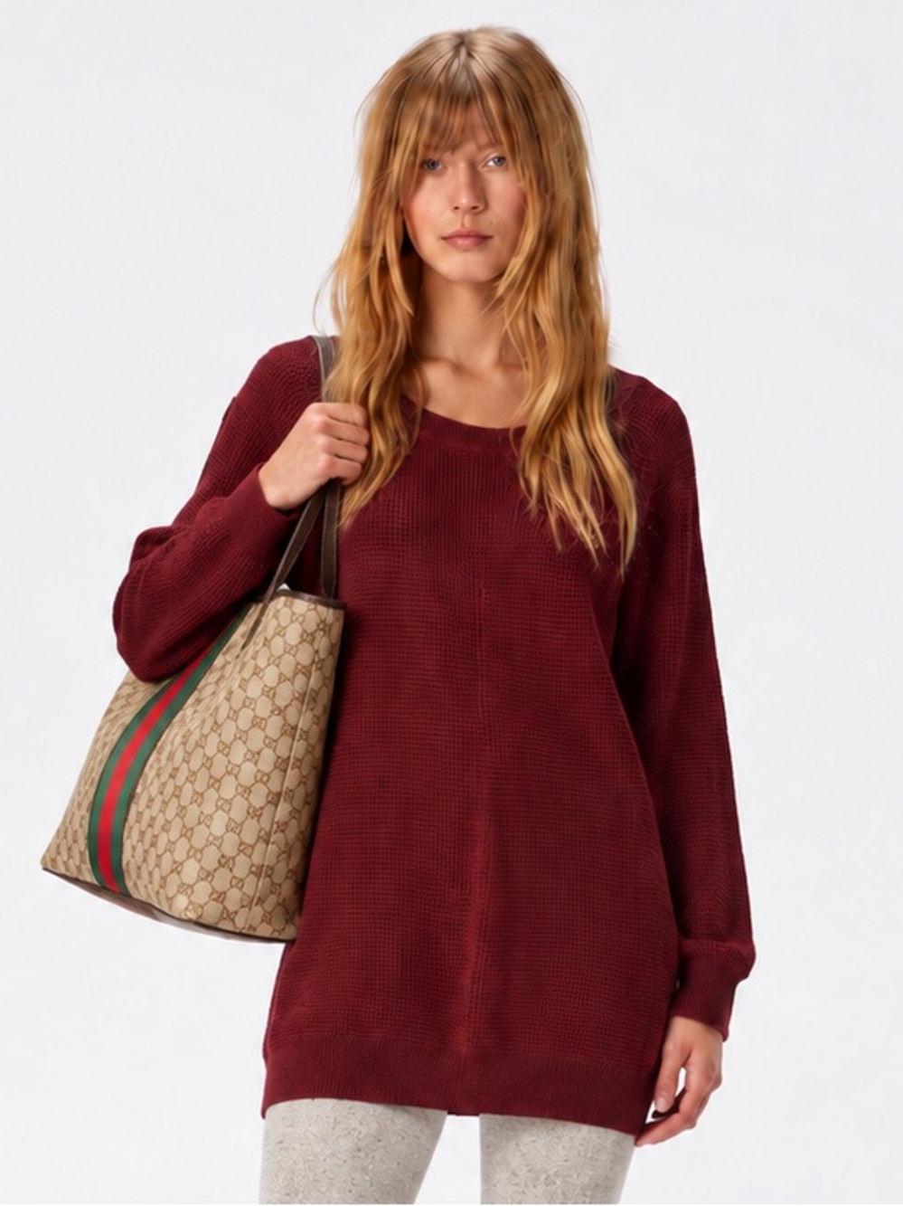 Aritzia TNA Angora/ Cashmere Blend Cozy Waffle Knit Long Tunic M